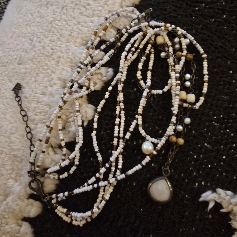 SILPADA Multi-strand Beaded Sterling Necklace Mother Of Pearl